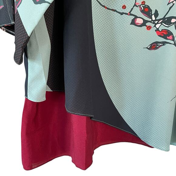CITRON SANTA MONICA Women's Size 3X Aqua Floral Pullover 3/4 Sleeve Tunic Top - Picture 7 of 10